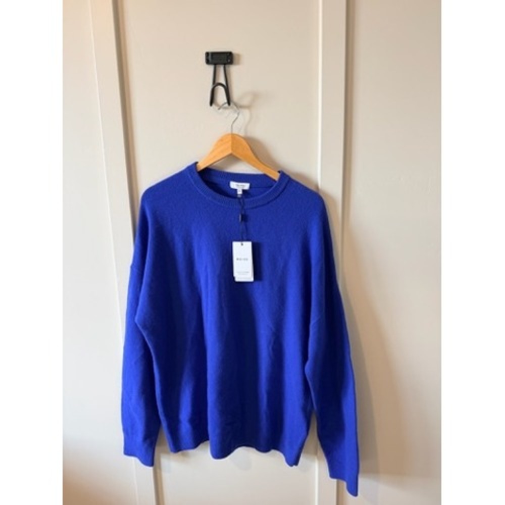 REISS Cobalt Blue Extra Fine Merino Wool Crewneck Sweater XL NWT